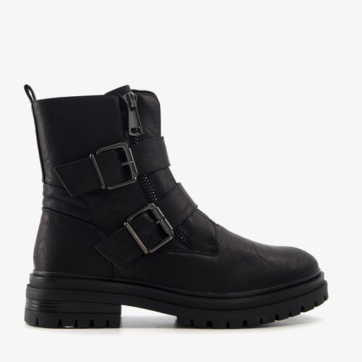 Dames biker boots met ritsen zwart