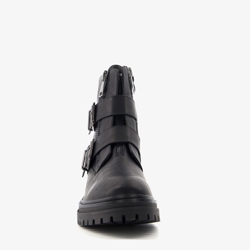 Dames biker boots met ritsen zwart