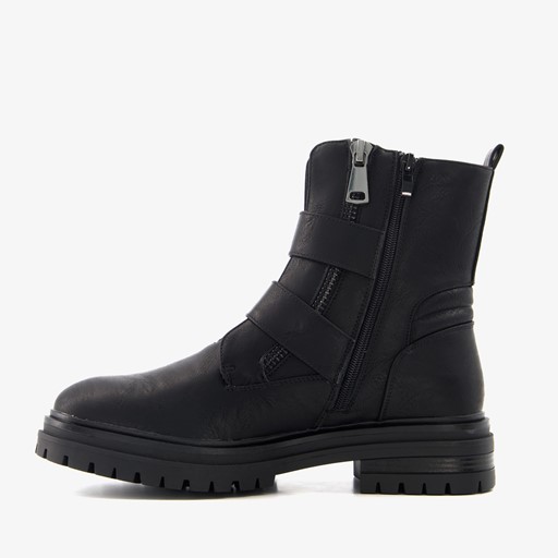 Dames biker boots met ritsen zwart