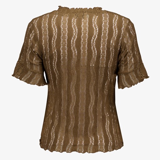 Dames top met kant bruin