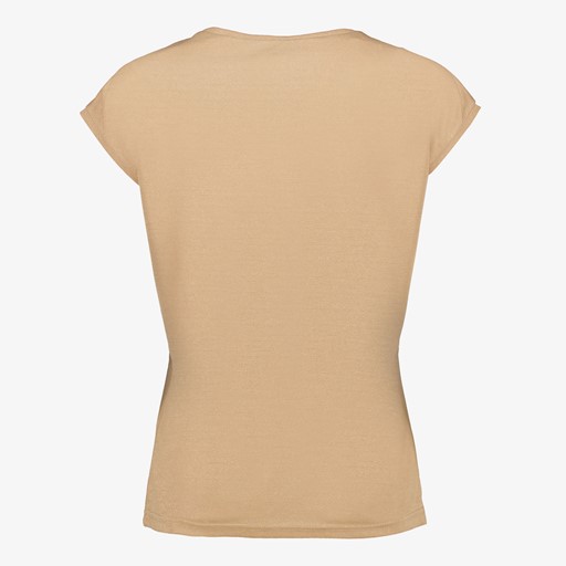 Dames T-shirt met glitters beige