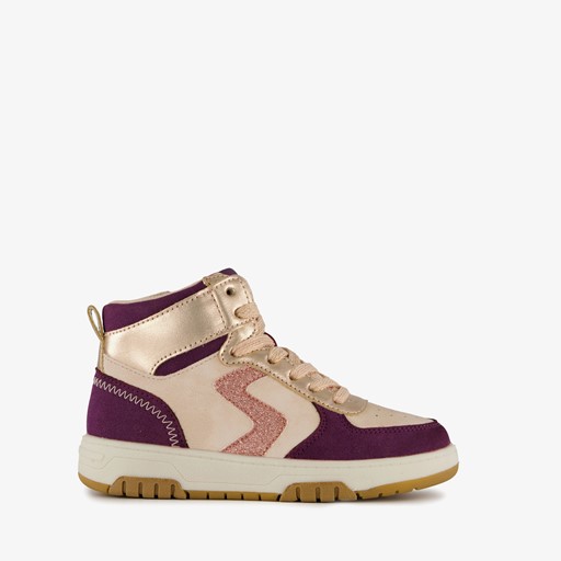 Hoge meisjes sneakers paars goud