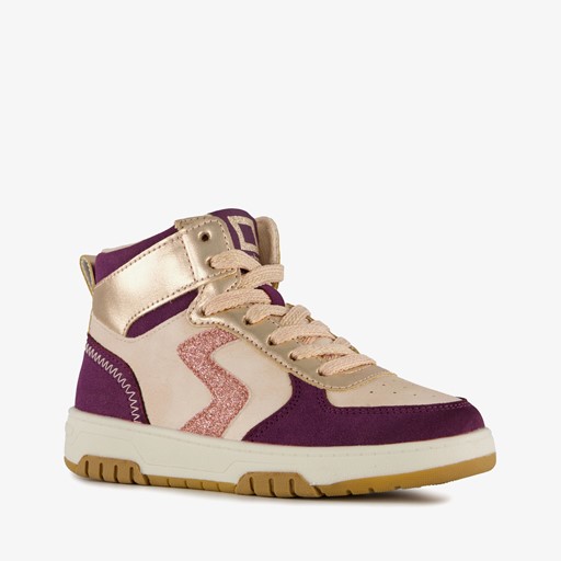 Hoge meisjes sneakers paars goud