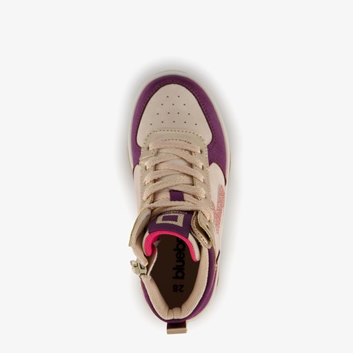 Hoge meisjes sneakers paars goud