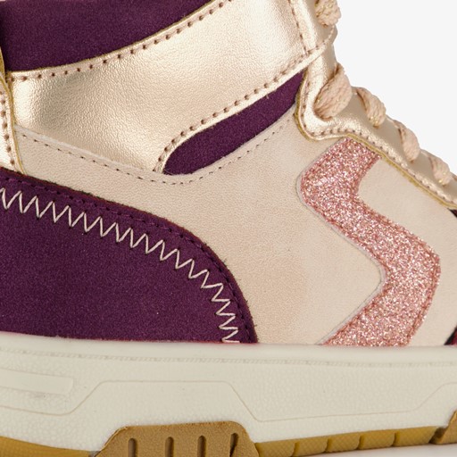 Hoge meisjes sneakers paars goud