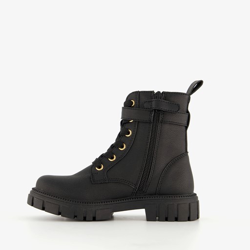 Meisjes veterboots met tasje zwart