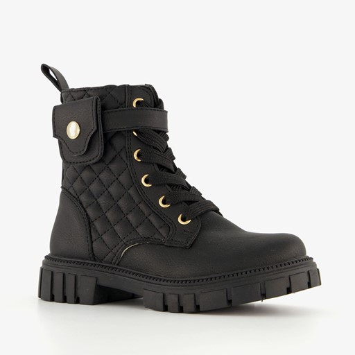 Meisjes veterboots met tasje zwart