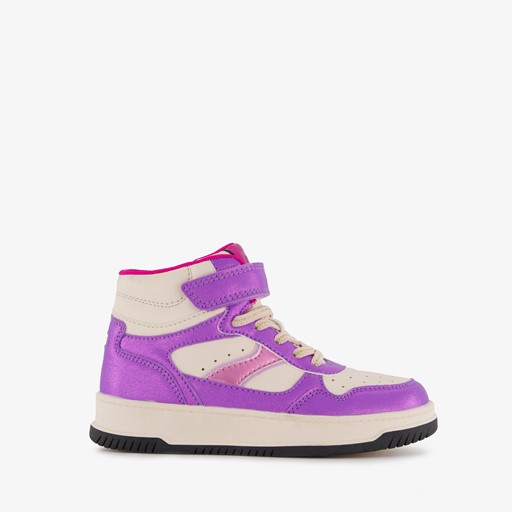 Hoge meisjes sneakers met glitter paars