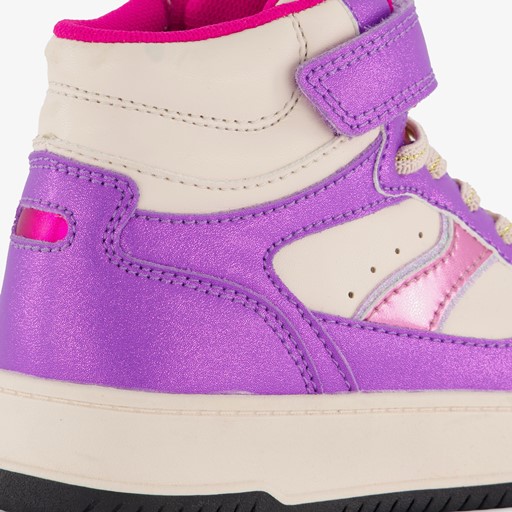 Hoge meisjes sneakers met glitter paars