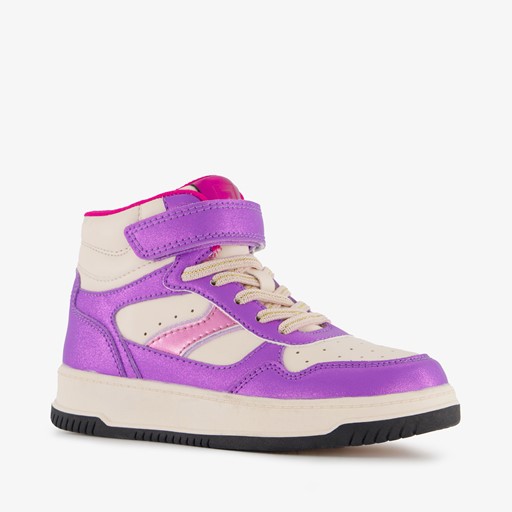 Hoge meisjes sneakers met glitter paars