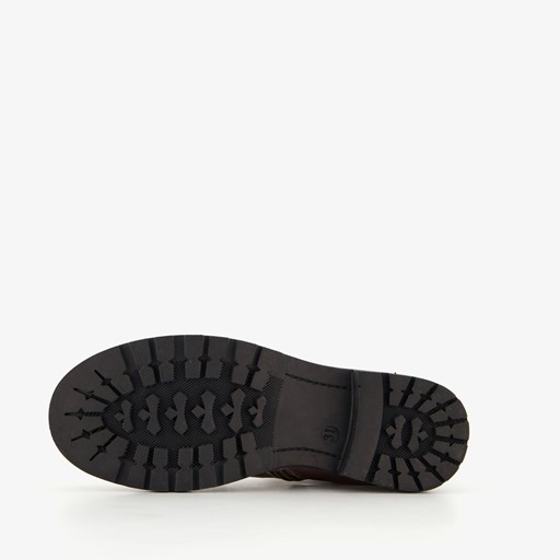 Leren meisjes veterboots roségoud