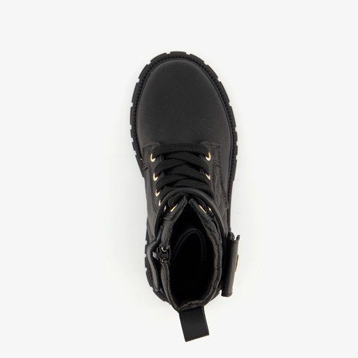 Meisjes veterboots met tasje zwart