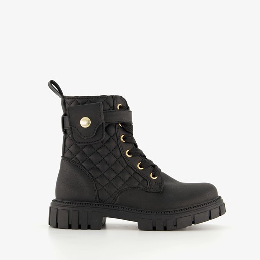 Meisjes veterboots met tasje zwart