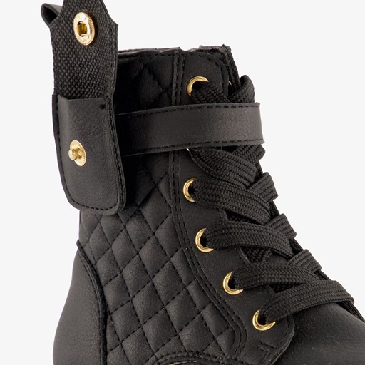 Meisjes veterboots met tasje zwart