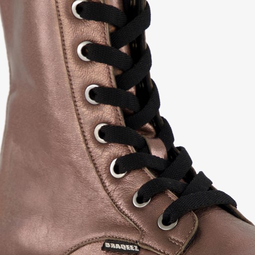 Leren meisjes veterboots roségoud