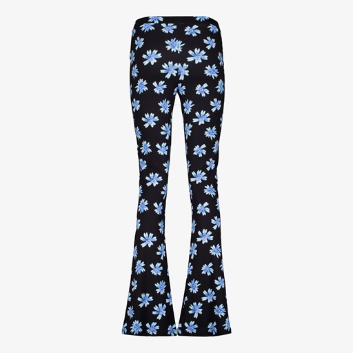 Dames flared broek met blauwe bloemen