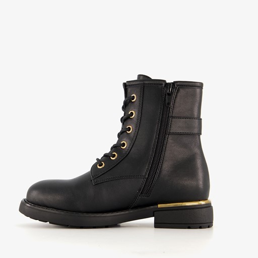 Meisjes veterboots met gesp zwart