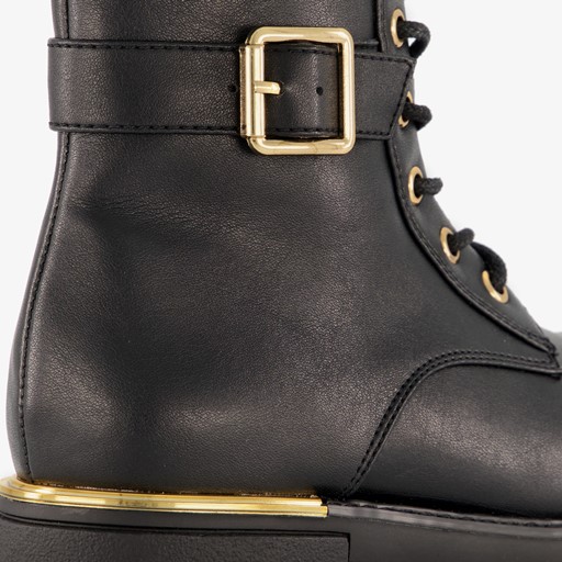 Meisjes veterboots met gesp zwart