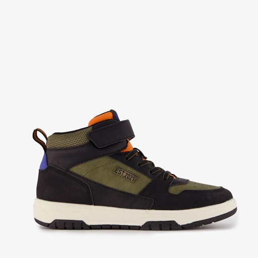 Hoge jongens sneakers legergroen