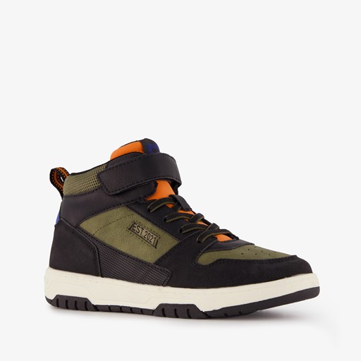 Hoge jongens sneakers legergroen