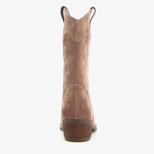 Suede dames western laarzen taupe