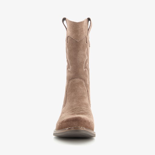 Suede dames western laarzen taupe