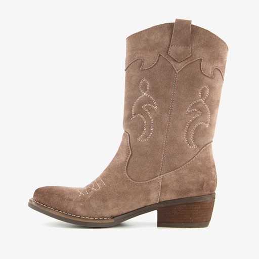 Suede dames western laarzen taupe