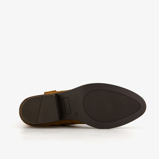 Suede dames western enkellaarsjes met hak