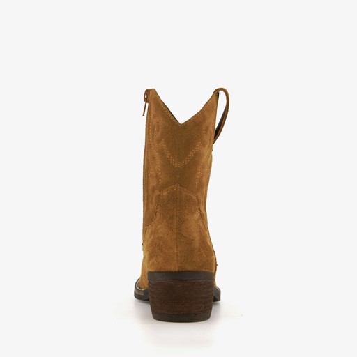 Suede dames western enkellaarsjes met hak