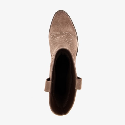 Suede dames western laarzen taupe