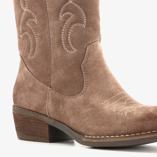 Suede dames western laarzen taupe