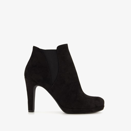 Dames enkellaarsjes met hoge hak zwart