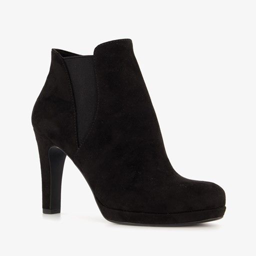 Dames enkellaarsjes met hoge hak zwart