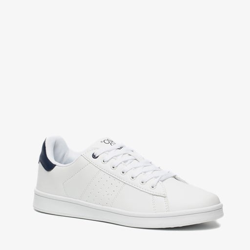 Heren sneakers wit met blauw detail