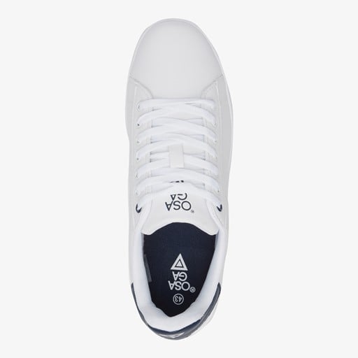 Heren sneakers wit met blauw detail