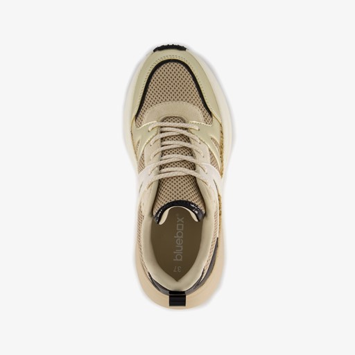 Dames dad sneakers beige goud