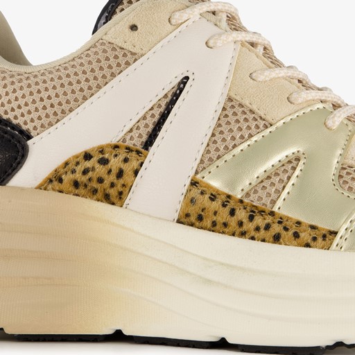 Dames dad sneakers beige goud