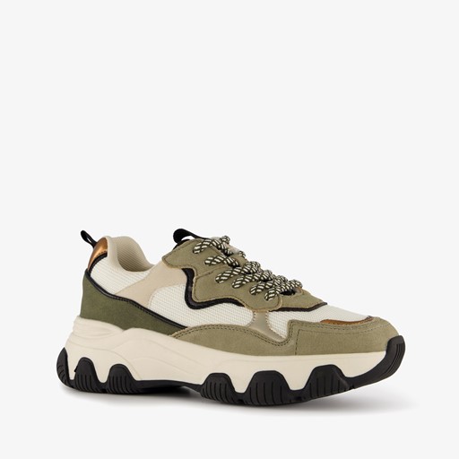 Dames dad sneakers kaki groen