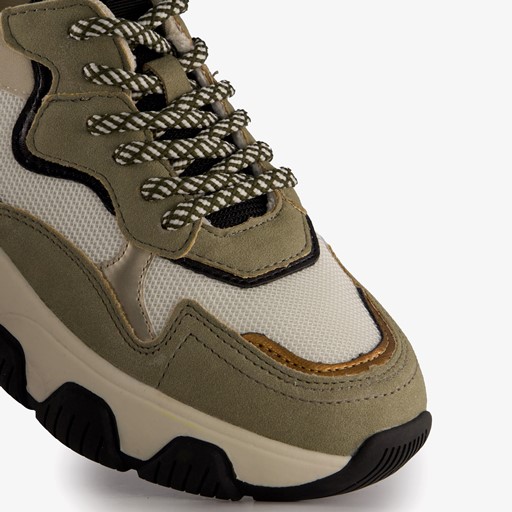 Dames dad sneakers kaki groen