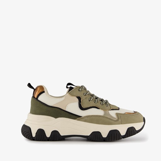 Dames dad sneakers kaki groen