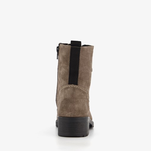 Suede dames veterboots taupe