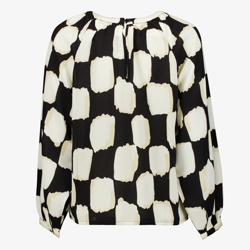 Dames blouse met print zwart wit