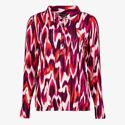 Dames blouse met print rood paars
