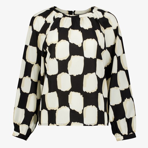 Dames blouse met print zwart wit