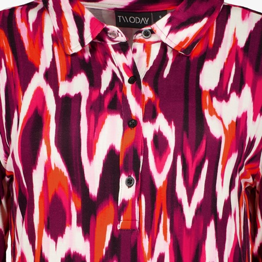 Dames blouse met print rood paars