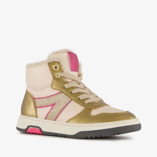 Gevoerde hoge meisjes sneakers goud