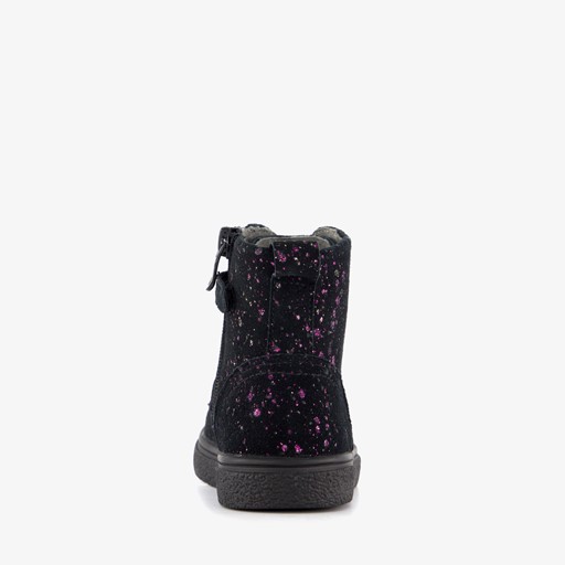 Hoge leren meisjes sneakers met glitter