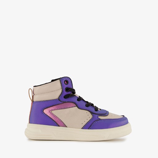 Hoge meisjes sneakers paars metallic