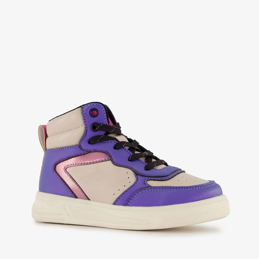 Hoge meisjes sneakers paars metallic
