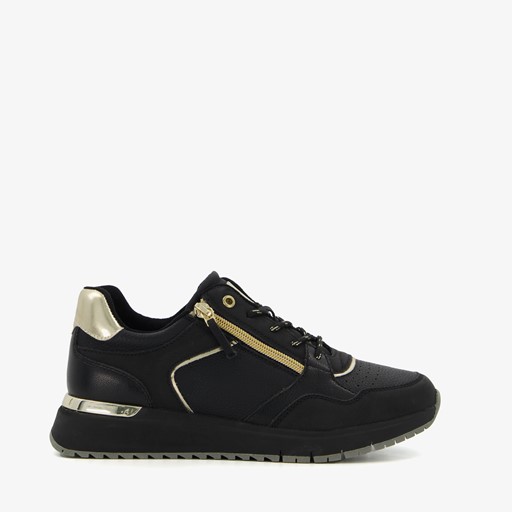 Dames sneakers zwart metallic goud